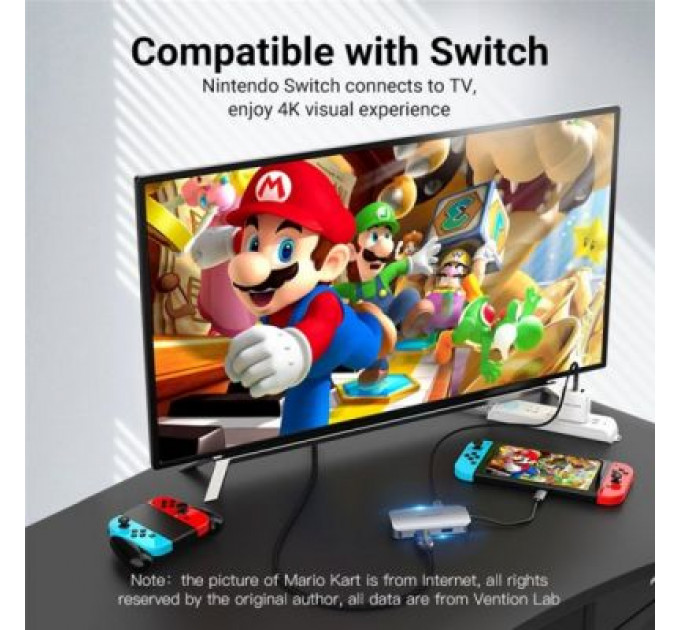 Концентратор Vention USB3.1 Type-C --> HDMI/VGA/USB 3.0/PD 100W Hub 4-in-1 (TOAHB)