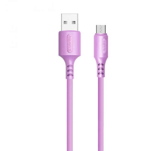 Дата кабель USB 2.0 AM to Micro 5P 1.0m soft silicone violet ColorWay (CW-CBUM044-PU)