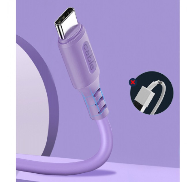 Дата кабель USB 2.0 AM to Micro 5P 1.0m soft silicone violet ColorWay (CW-CBUM044-PU)