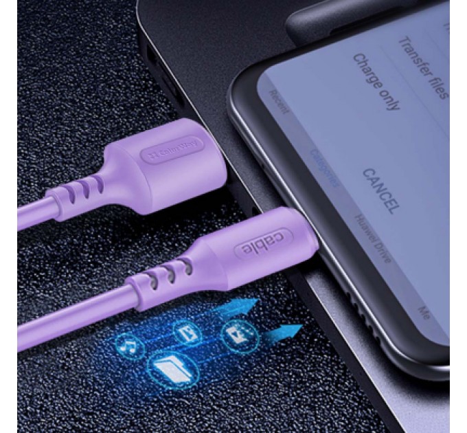 Дата кабель USB 2.0 AM to Micro 5P 1.0m soft silicone violet ColorWay (CW-CBUM044-PU)