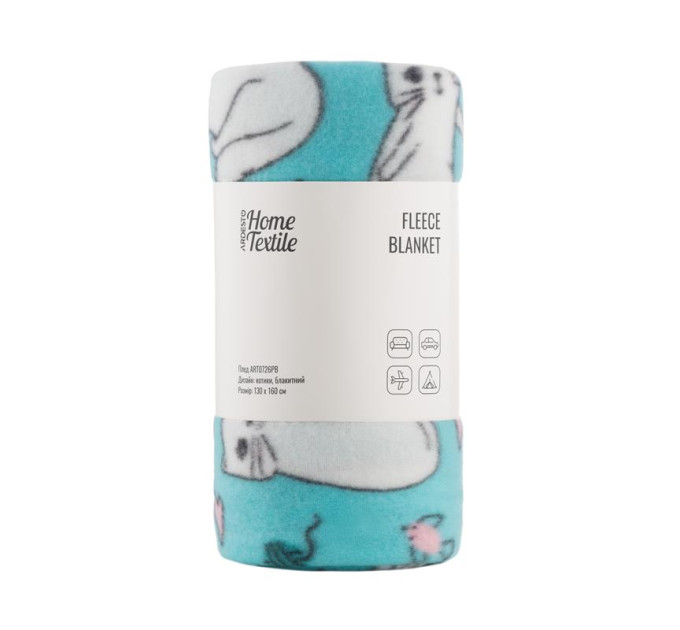 Ardesto Плед Ardesto Fleece 100% поліестер, котики, блакитний 130х160 см (ART0726PB)