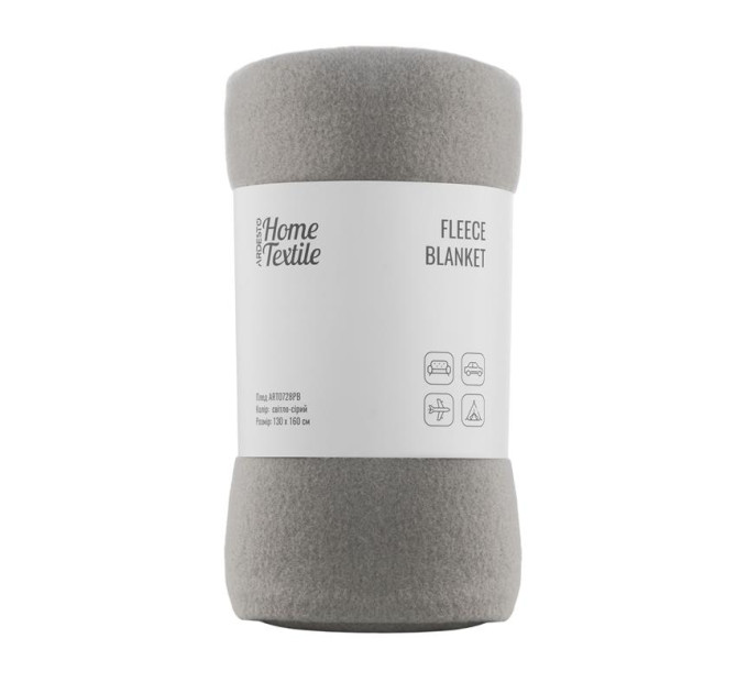 Ardesto Плед Ardesto Fleece 100% поліестер, сірий світлий 130х160 см (ART0728PB)