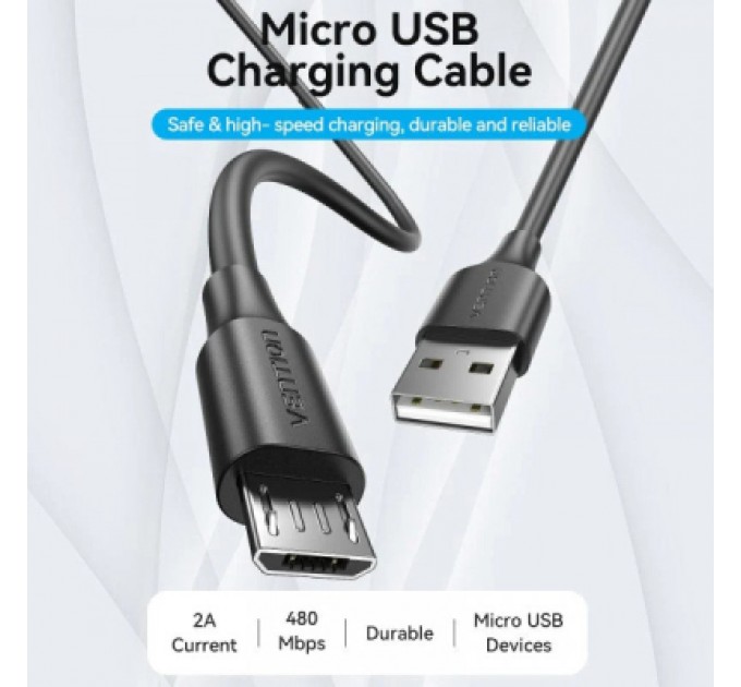 Дата кабель USB 2.0 AM to Micro 5P 2.0m black VENTION (CTIBH)