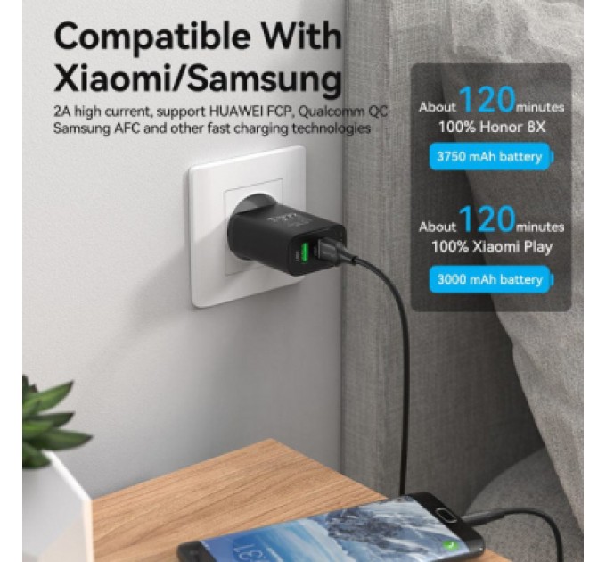 Дата кабель USB 2.0 AM to Micro 5P 2.0m black VENTION (CTIBH)