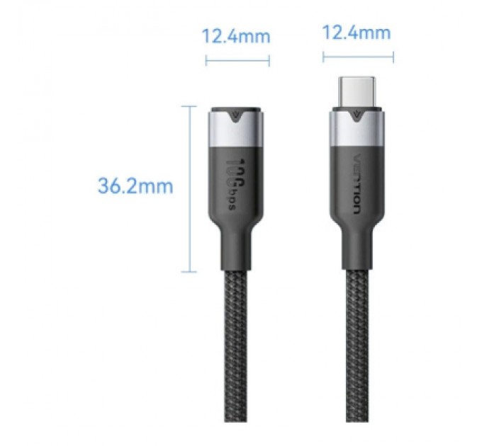 Дата кабель USB-C M/F 1.0m 100W 10Gbps 4K60Hz VENTION (TRFBF)