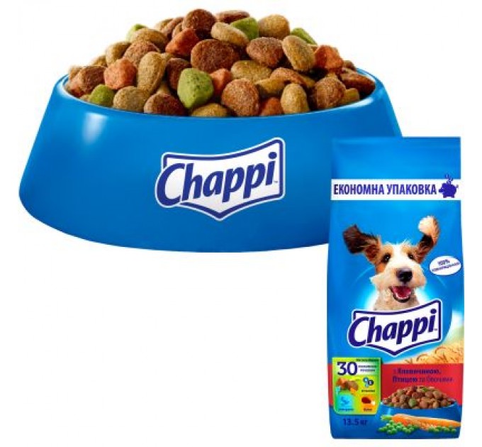 Сухий корм для собак Chappi з яловичиною, птицею та овочами 13.5 кг (5998749128350)