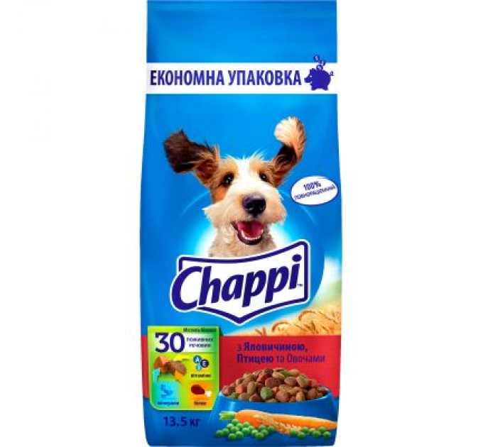 Сухий корм для собак Chappi з яловичиною, птицею та овочами 13.5 кг (5998749128350)