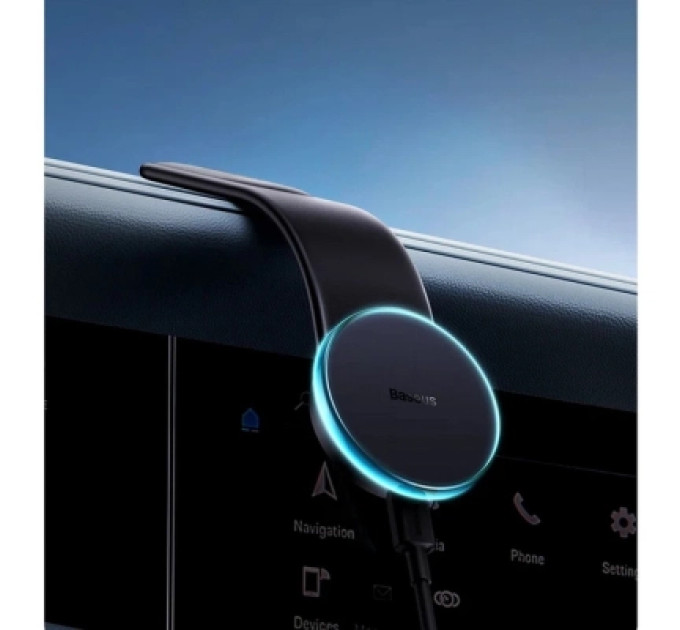 Baseus Універсальний автотримач Baseus C02 Pro Series Magnetic Wireless Charging Car Mount Cluster Black (C40156000111-00)