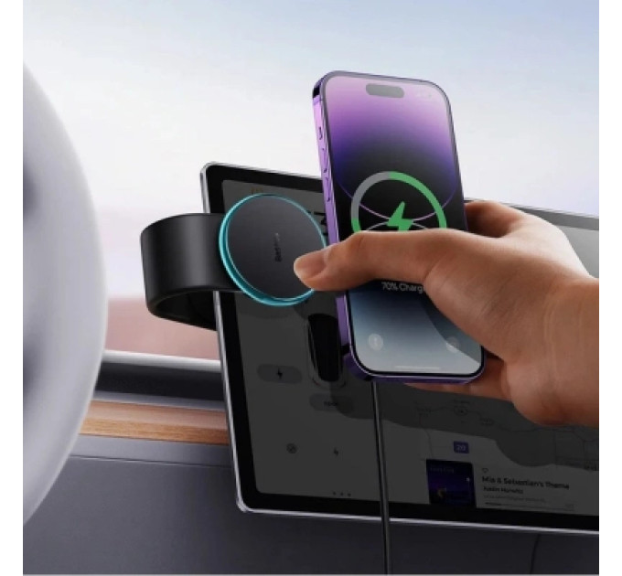 Baseus Універсальний автотримач Baseus C02 Pro Series Magnetic Wireless Charging Car Mount Cluster Black (C40156000111-00)