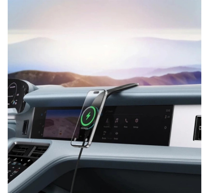 Baseus Універсальний автотримач Baseus C02 Pro Series Magnetic Wireless Charging Car Mount Cluster Black (C40156000111-00)
