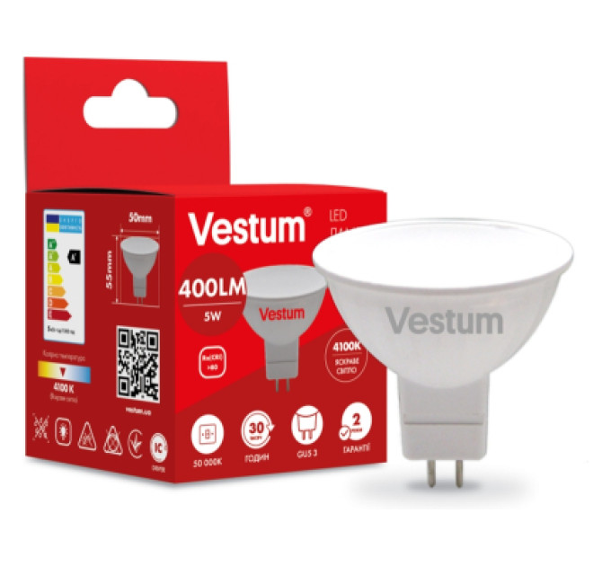Vestum Лампочка Vestum MR16 5W 4100K 220V GU5.3 (1-VS-1503)