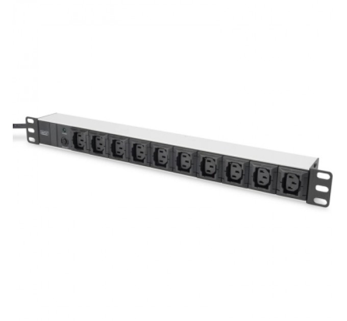 Силовий блок 19" 1U w/PDU 10xC13, 10A, 250V, вилка C14 Digitus (DN-95404)
