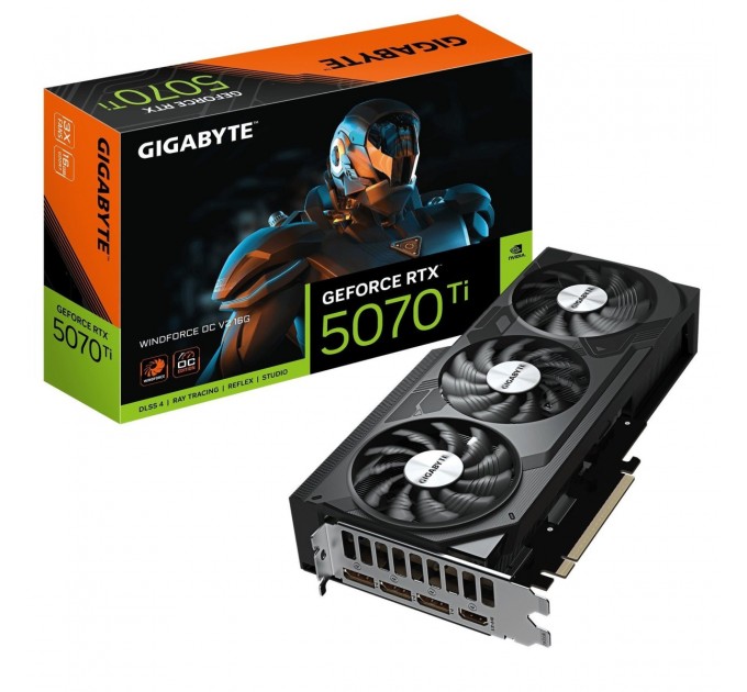 Відеокарта GF RTX 5070 Ti 16GB GDDR7 Windforce OC V2 Gigabyte (GV-N507TWF3OCV2-16GD)