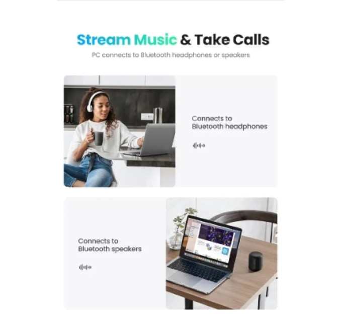 Ugreen Bluetooth-адаптер UGREEN CM390 USB Bluetooth 5.0 Adapter (80889)
