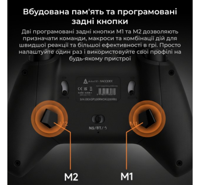 Геймпад Ajazz GP100 2.4G/BT/USB Switch/PC/iOS/Android RGB Black (GP100-B)