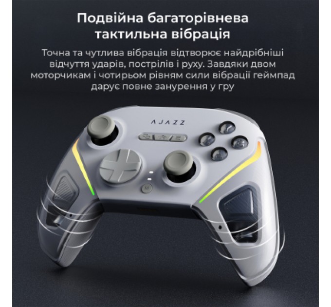 Геймпад Ajazz GP100 2.4G/BT/USB Switch/PC/iOS/Android RGB White (GP100-W)