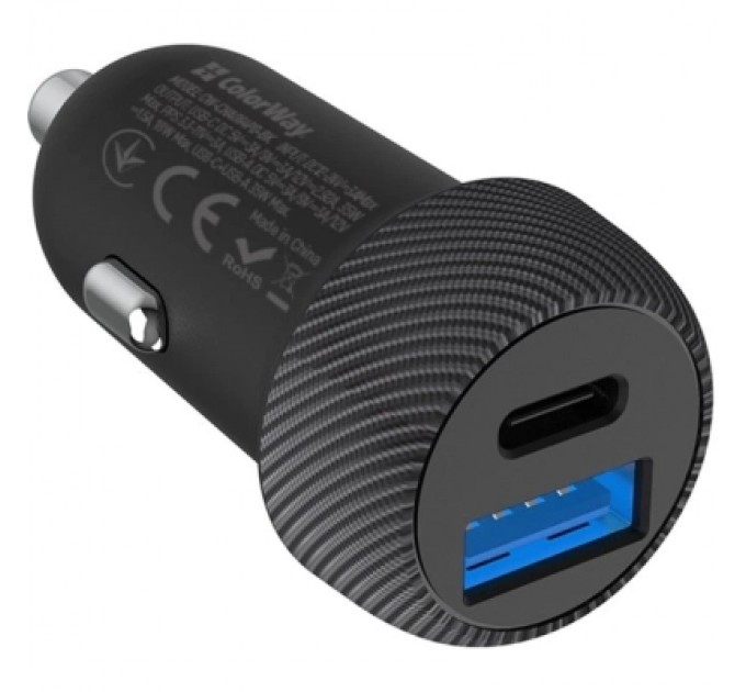 Зарядний пристрій ColorWay USB-C PD35W + USB QC3.0 car adapter (CW-CHA064PD-BK)