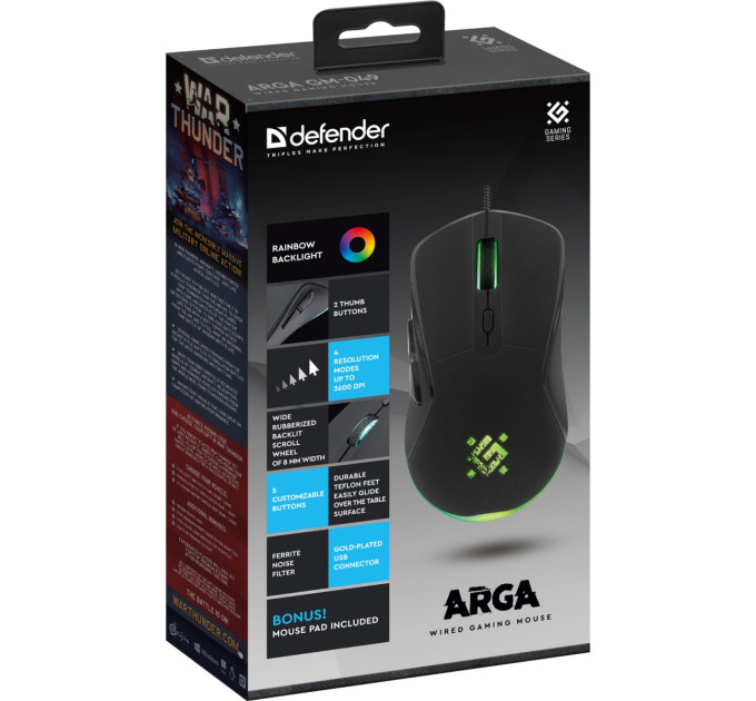 Defender Мишка Defender Arga GM-049 USB Black (52049)