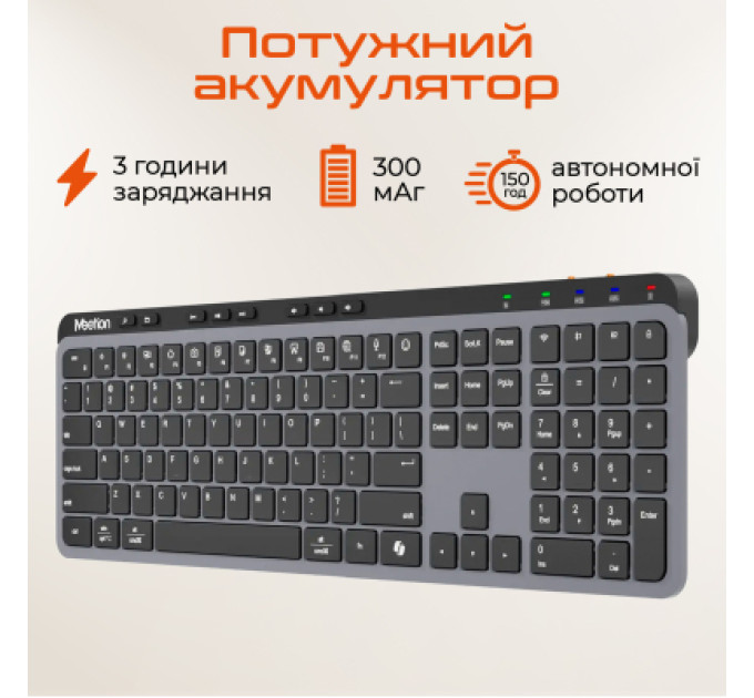 Meetion Клавіатура Meetion WK330 Wireless/Bluetooth Black (MT-WK330-A-RUA)