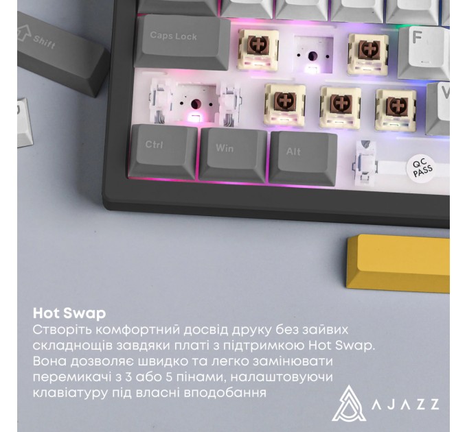 Клавіатура бездротова Ajazz AK980 V2 Maillard Switch Black (AK980-V2-M-BGY)