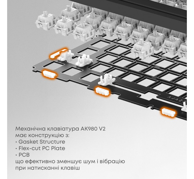 Клавіатура бездротова Ajazz AK980 V2 Maillard Switch Black (AK980-V2-M-BGY)