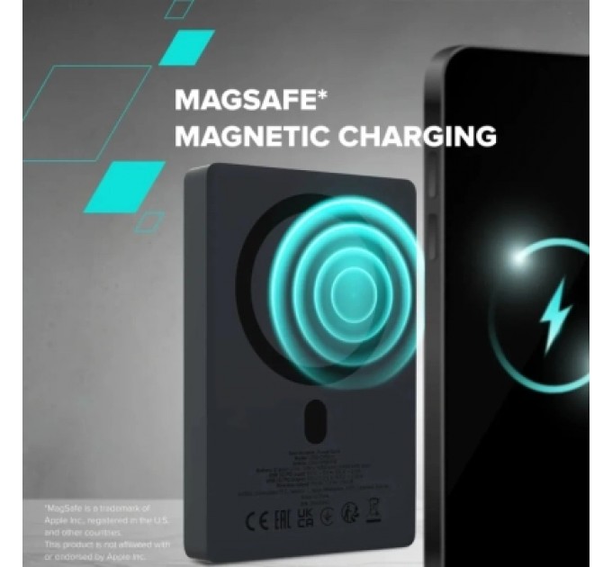 Батарея універсальна Canyon 10000mAh OnPower 511 PD20W Magnetic wireless MagSafe Grey (CNS-CPB511G)