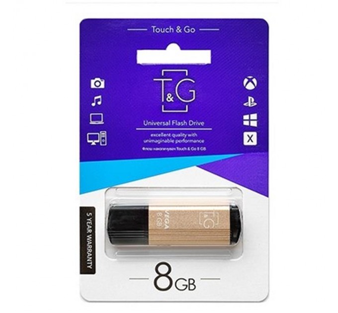 Флеш-накопичувач USB 8GB T&G 121 Vega Series Gold (TG121-8GBGDK)