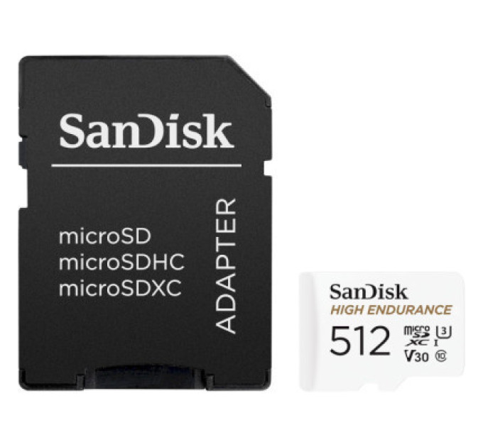 SanDisk Карта пам'яті SanDisk 512GB microSDXC High Endurance UHS-I U3 V30 + SD adapter (SDSQQNR-512G-GN6IA)