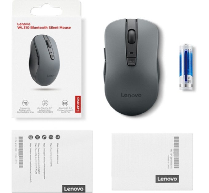 Lenovo Мишка Lenovo WL310 Silent Bluetooth Grey (GY51Q65621)