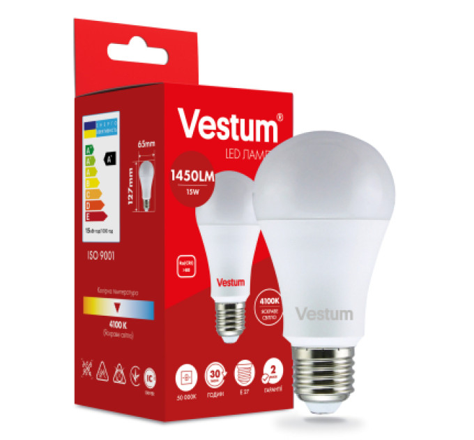 Vestum Лампочка Vestum A65 15W 4100K 220V E27 (1-VS-1101)