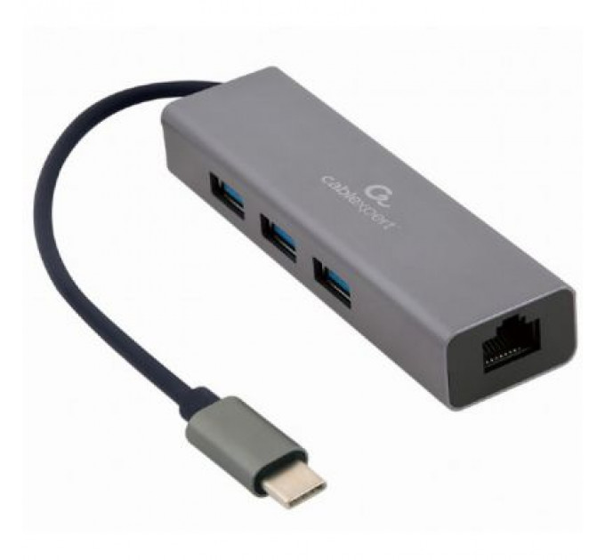Концентратор Cablexpert Type-С to Gigabit Ethernet, 3 Ports USB 3.1 Gen1 (5 Gbps) (A-CMU3-LAN-01)