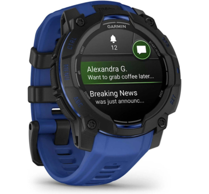 Garmin Смарт-годинник Garmin Instinct 3, 45mm, AMOLED, Black with Bolt Blue Band, GPS смарт-годинник (010-02936-03)