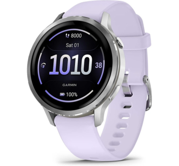 Garmin Смарт-годинник Garmin Venu 4 (41mm), Gray w/ Silver + Periwinkle, GPS смарт-годинник (010-03013-01)