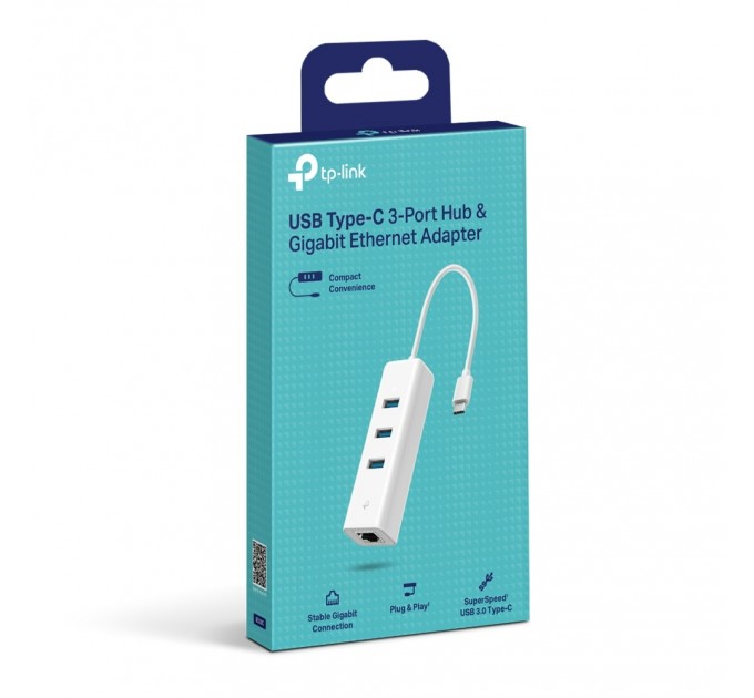 Мережевий адаптер TP-Link UE330C (USB-C 3.0, 10/100/1000Mbps, 3xUSB 3.0 HUB)