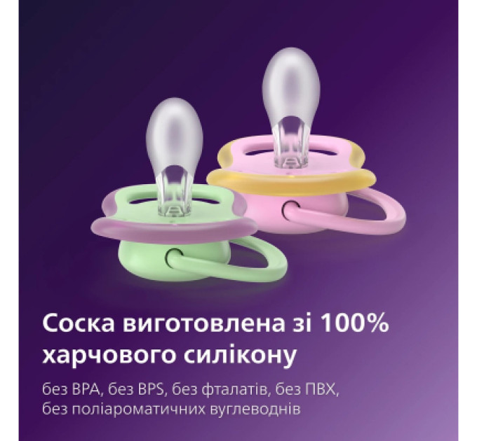 Philips AVENT Пустушка Philips AVENT Ultra Air, 6-18 міс., салатово-рожева (SCF087/13)