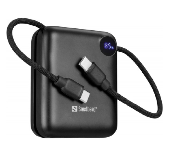 Sandberg Батарея універсальна Sandberg 10000mAh PD/3.1/20W, QC/3.0, USB-C In/Out, with 2 cables USB-C (421-26)