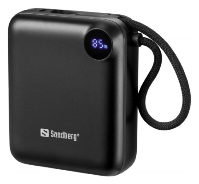 Sandberg Батарея універсальна Sandberg 10000mAh PD/3.1/20W, QC/3.0, USB-C In/Out, with 2 cables USB-C (421-26)
