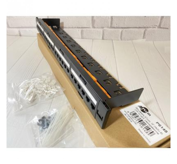 Патч-панель 19" 24хRJ-45 UTP 1U cat.6, в зборі з Keystone, Organizer Atcom (P6148)