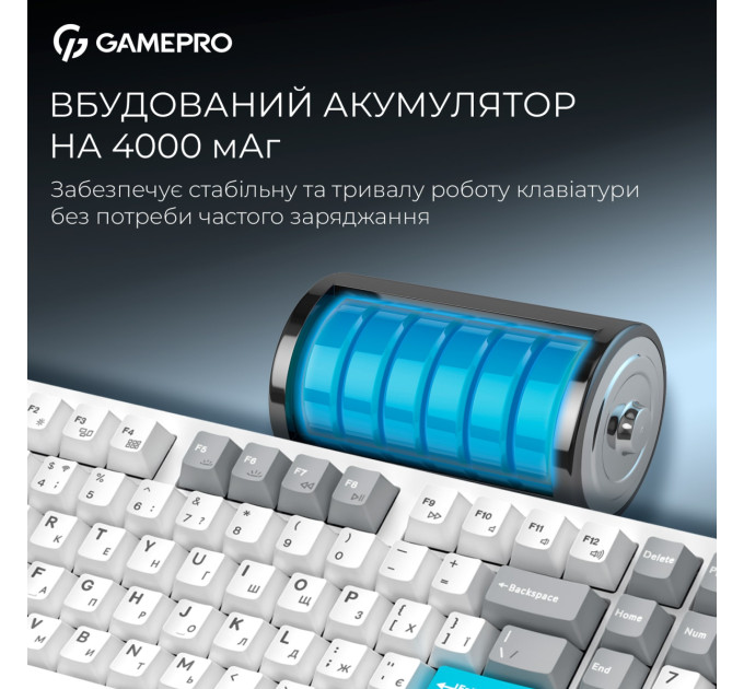 GamePro Клавіатура бездротова GamePro Asgard Drakkar Keychron Super Red Switch White (MK305WH)
