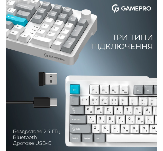 GamePro Клавіатура бездротова GamePro Asgard Drakkar Keychron Super Red Switch White (MK305WH)
