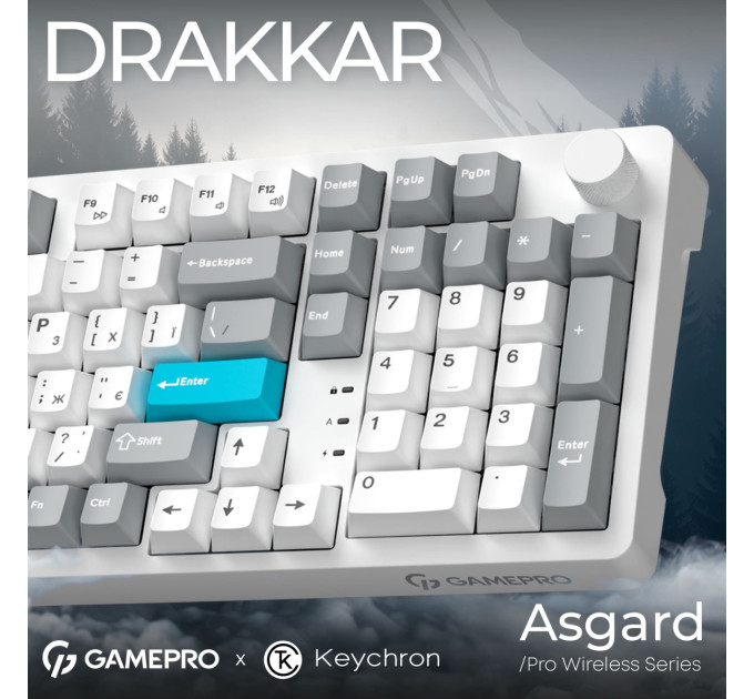 GamePro Клавіатура бездротова GamePro Asgard Drakkar Keychron Super Red Switch White (MK305WH)
