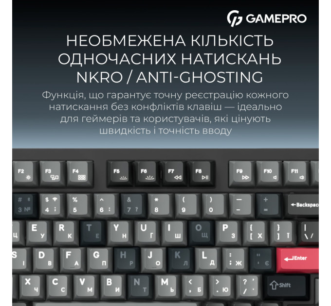 GamePro Клавіатура бездротова GamePro Asgard Drakkar Keychron Super Red Switch Black (MK305BK)