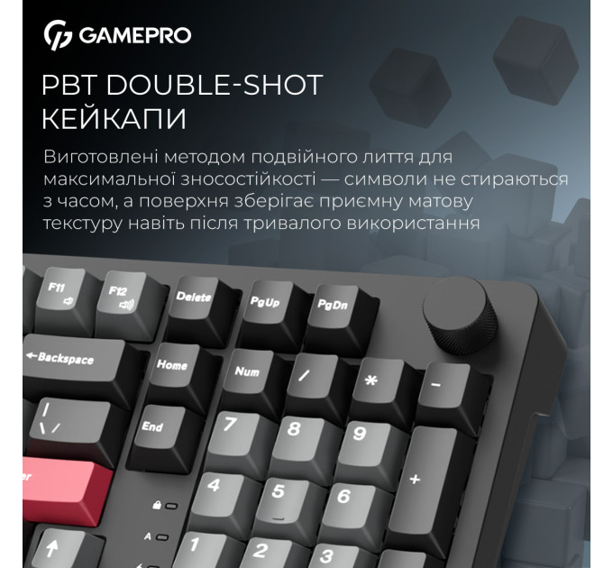GamePro Клавіатура бездротова GamePro Asgard Drakkar Keychron Super Red Switch Black (MK305BK)