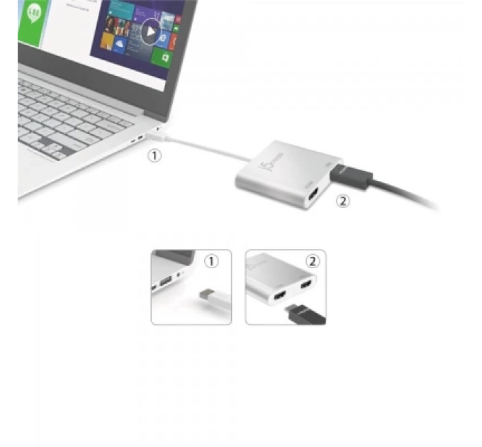 J5create Адаптер USB-A to 2xHDMI F dual display J5create (JUA365-N)