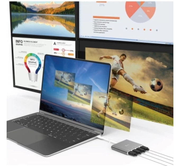 J5create Адаптер USB-C to 4xHDMI F quad display J5create (JCA366-N)