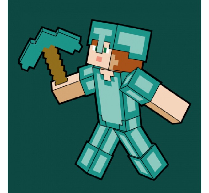 Картина по номерам Santi Майнкрафт Алекс в алмазній броні 25*25см полотно кольорове (955027)