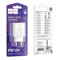 Мережевий зарядний пристрій Hoco C143A (1USB-C, 3А) 20W White (6942007652063)