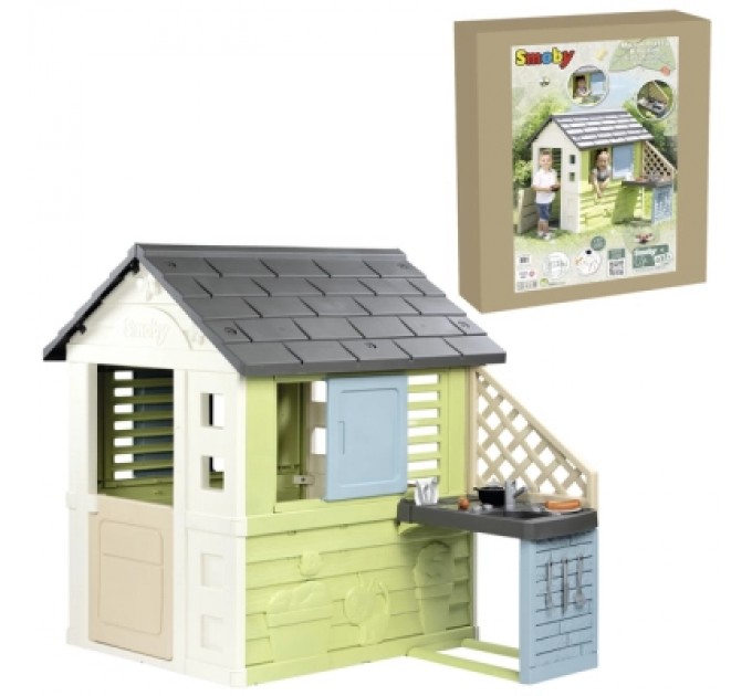 Ігровий будиночок Smoby Life "Райдужний" з літньою кухнею (7600810738)