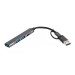 Концентратор USB Type-C/USB Maxxter 1xUSB-A 3.0, 2xUSB-A 2.0, 1xUSB-C Gray (HU3C-4P1CN-01)