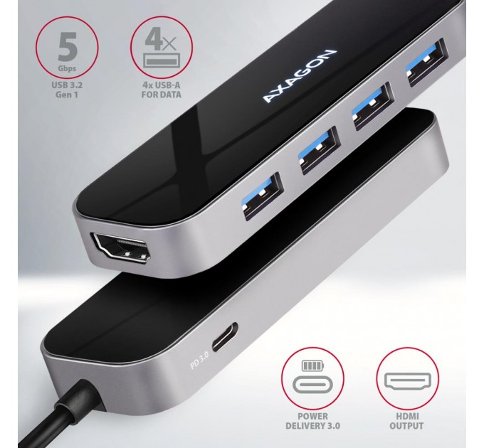 Концентратор USB-C 6IN1 0.2M HMC-6H4A AXAGON